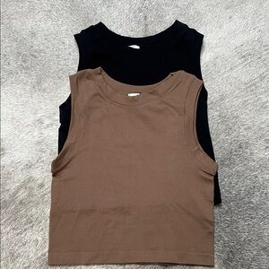 Yahada Black and Brown Tank Tops
